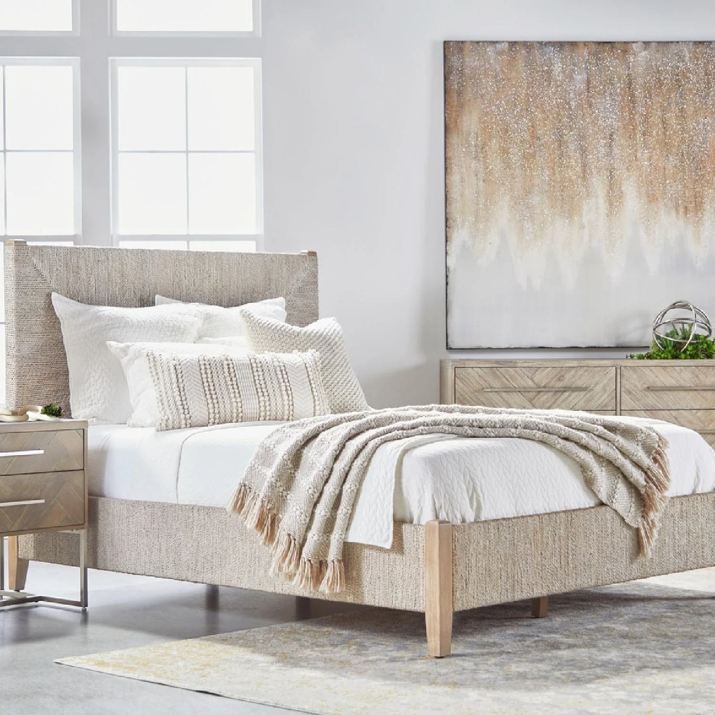 Luxury Modern Abaca Rope Bed European Style for Villa