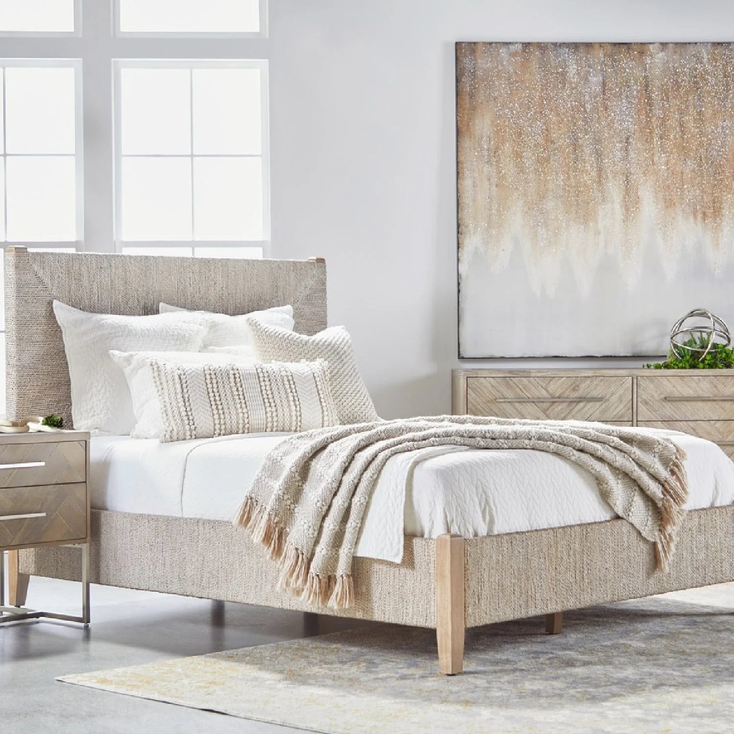 Luxury Modern Abaca Rope Bed European Style for Villa