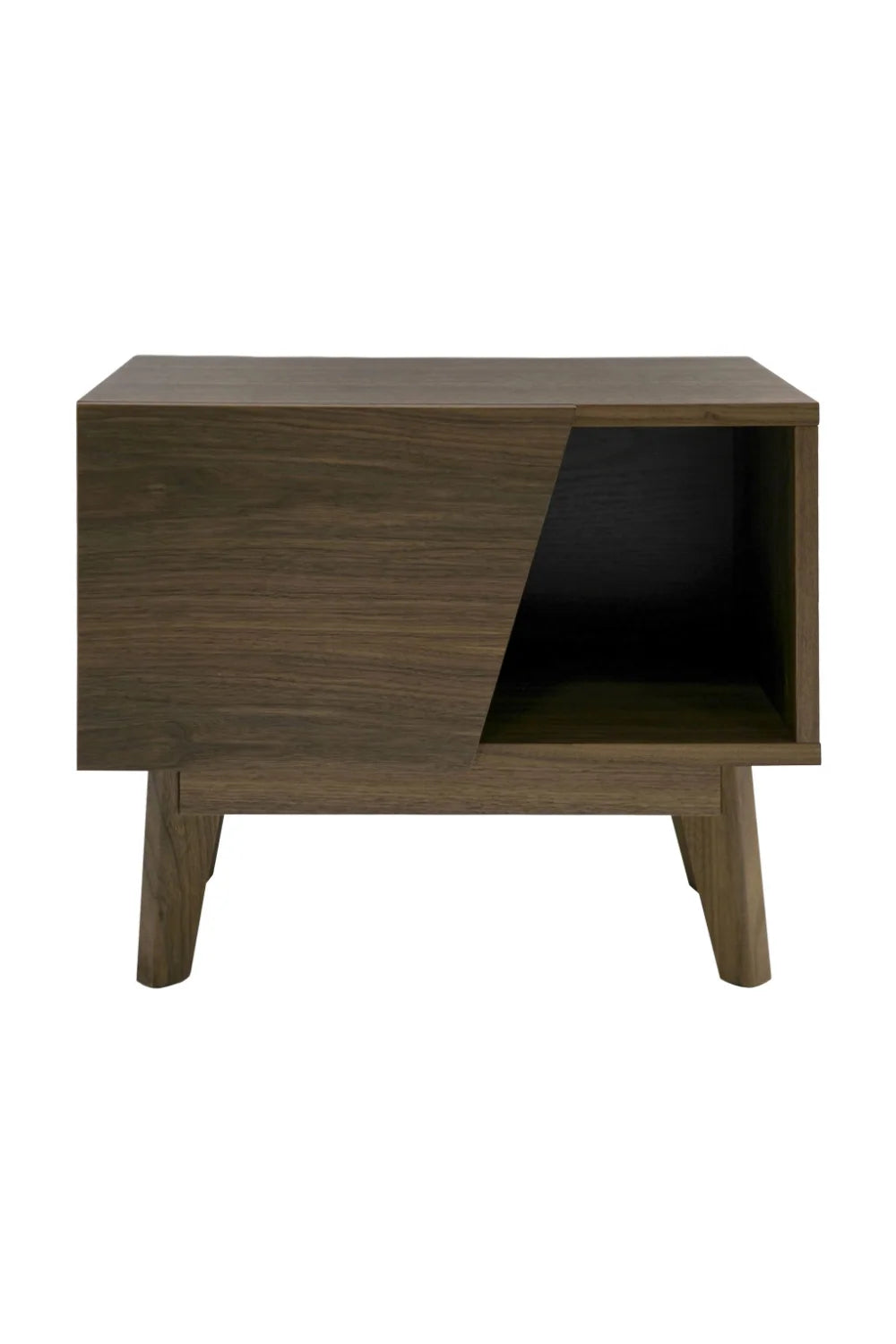 Luxury Modern Abelard 1-Drawer Walnut Nightstand European Style for Villa