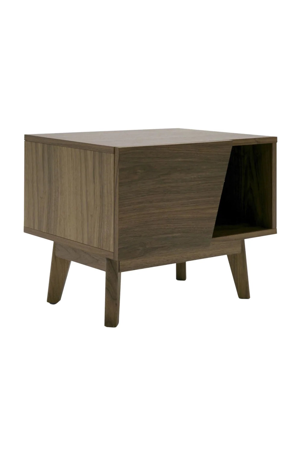 Luxury Modern Abelard 1-Drawer Walnut Nightstand European Style for Villa