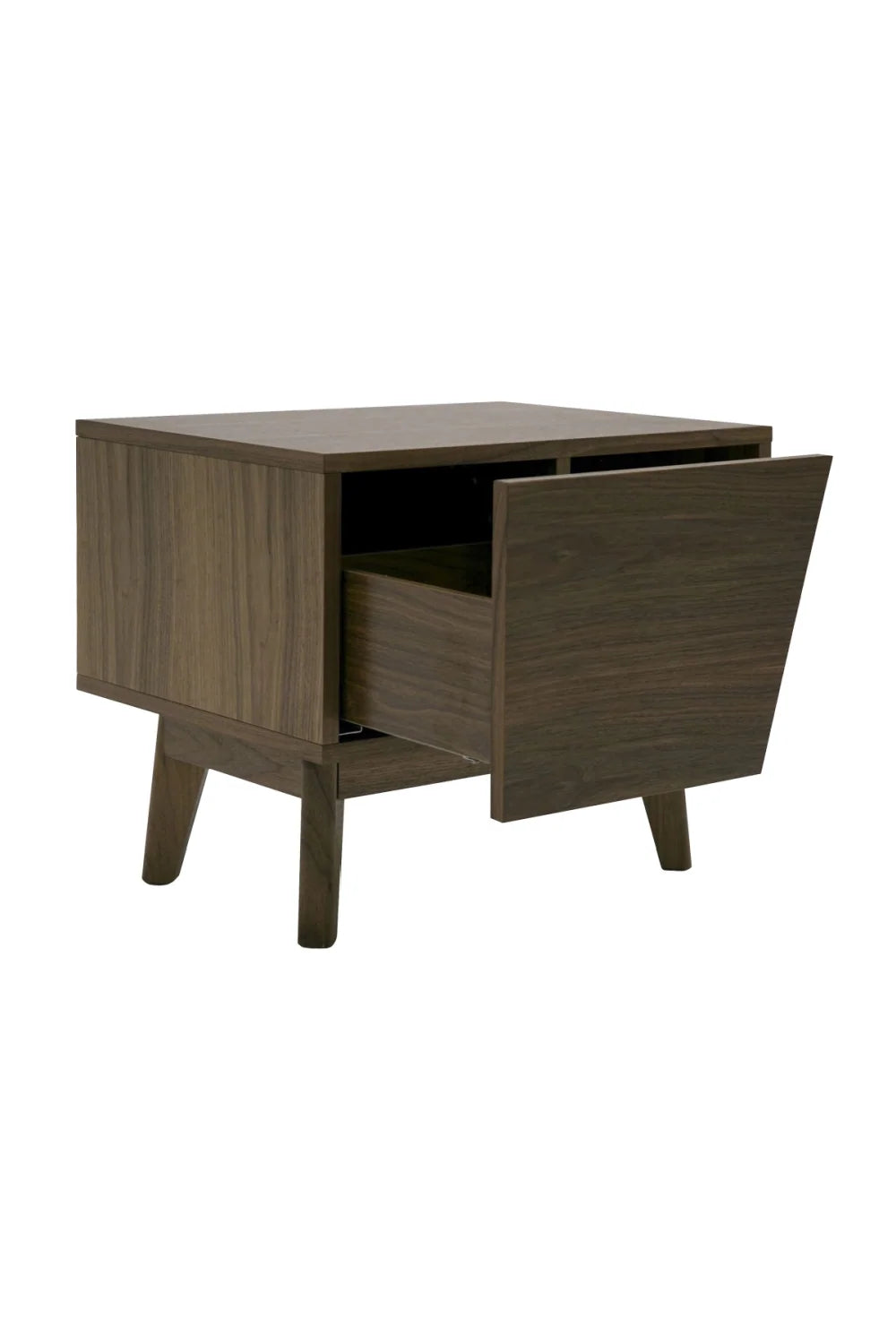 Luxury Modern Abelard 1-Drawer Walnut Nightstand European Style for Villa
