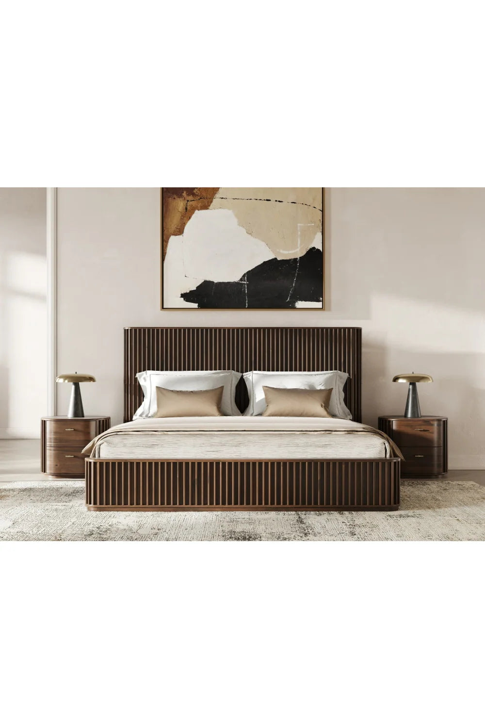 Luxury Modern Acacia 2-Drawer Nightstand European Style for Villa