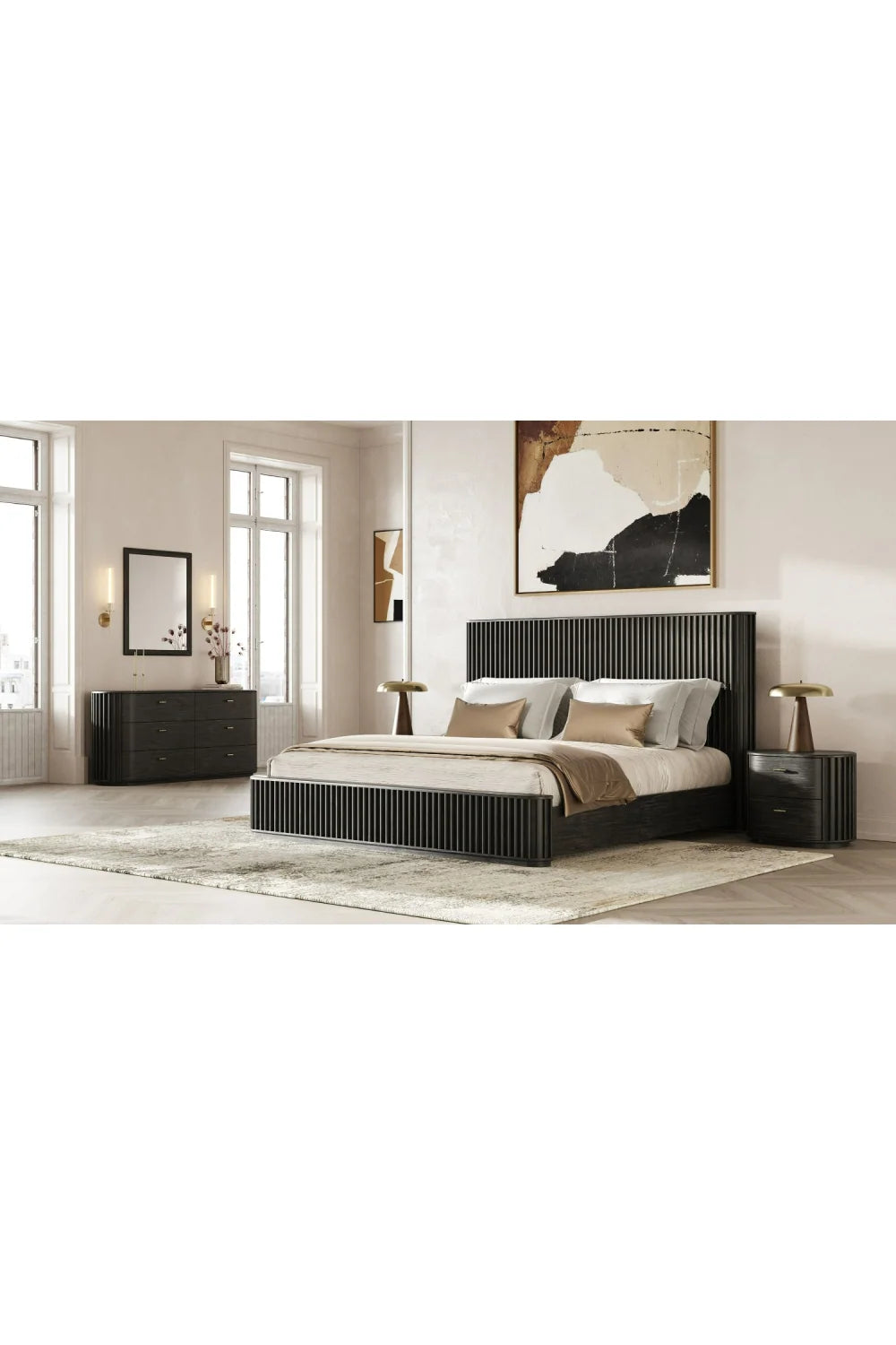 Luxury Modern Acacia 2-Drawer Nightstand European Style for Villa