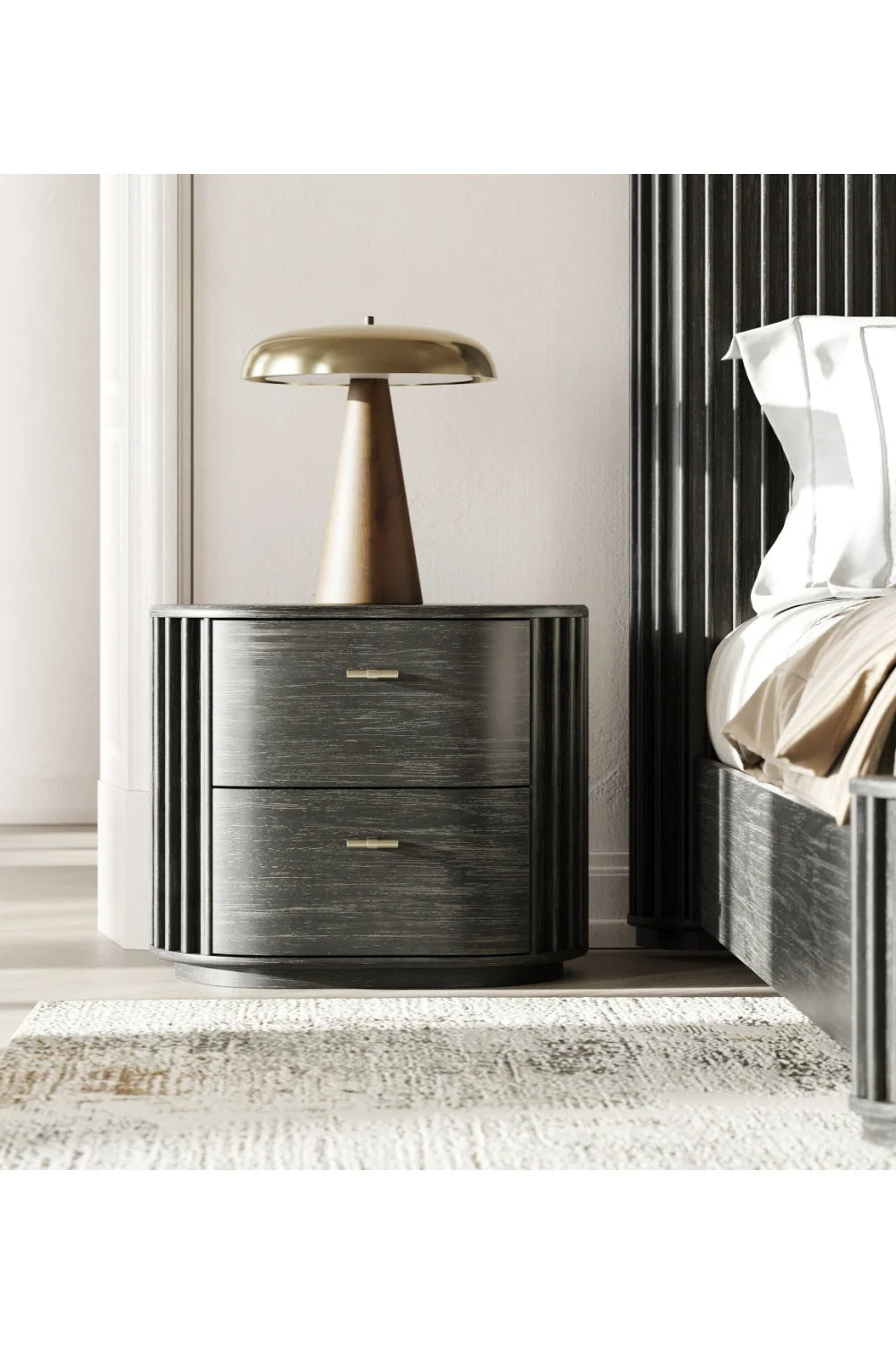 Luxury Modern Acacia 2-Drawer Nightstand European Style for Villa