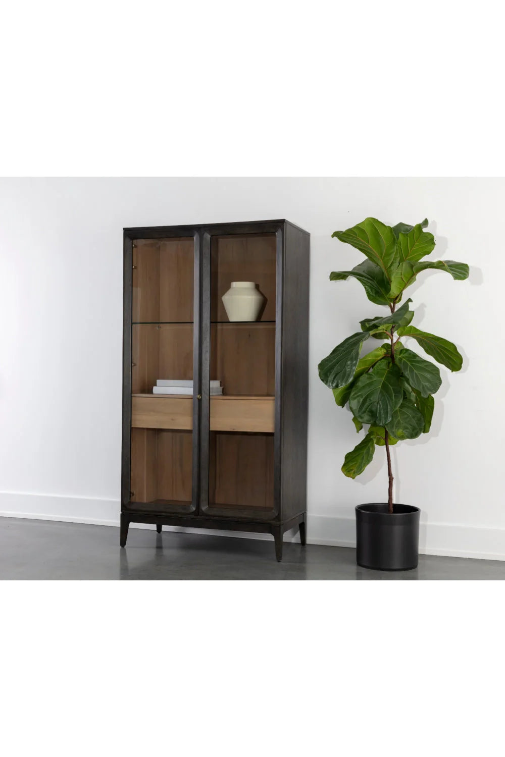 Luxury Modern Acacia Wood 2-Door Cabinet European Style for Villa