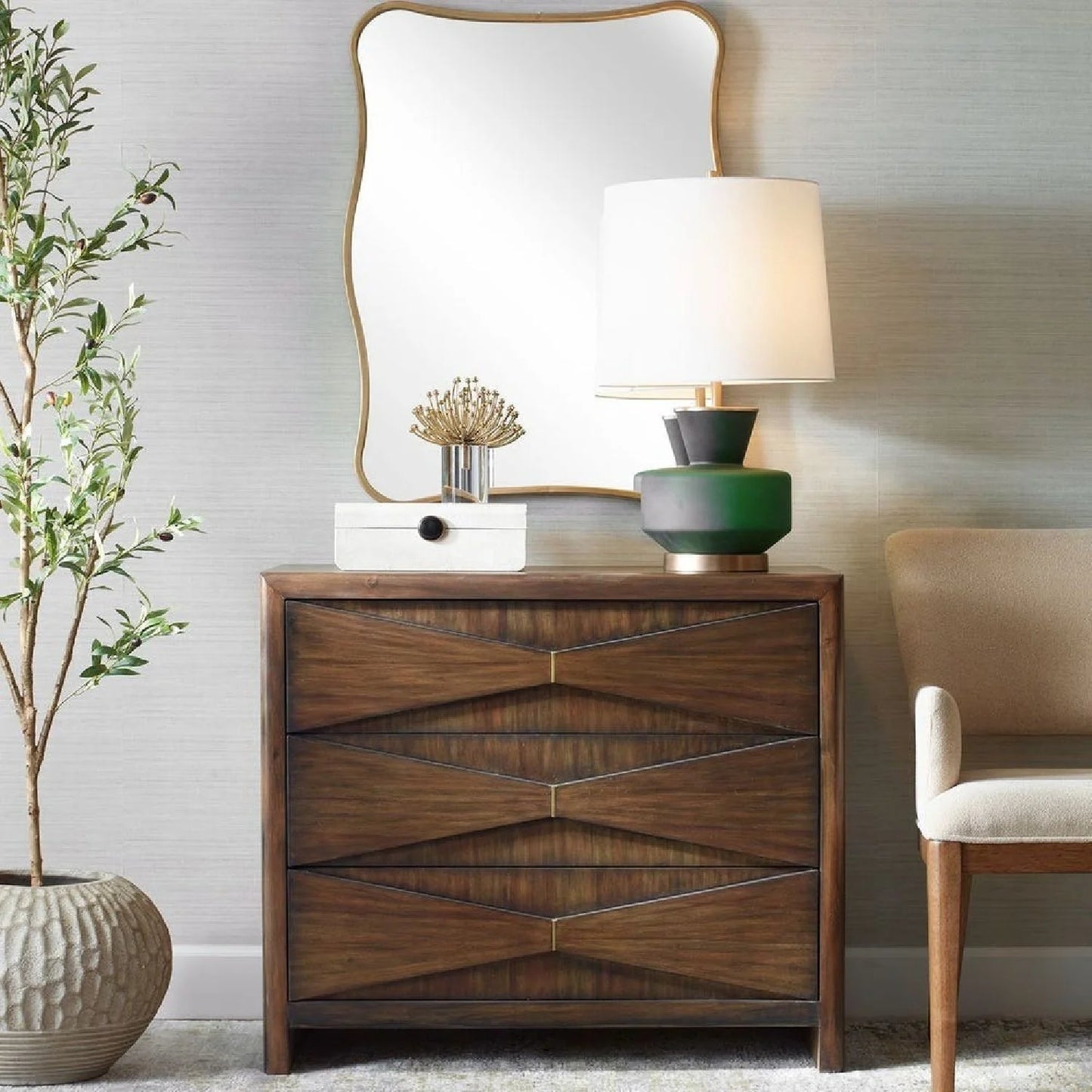 Luxury Modern Acacia Wood 3-Drawer Chest European Style for Villa