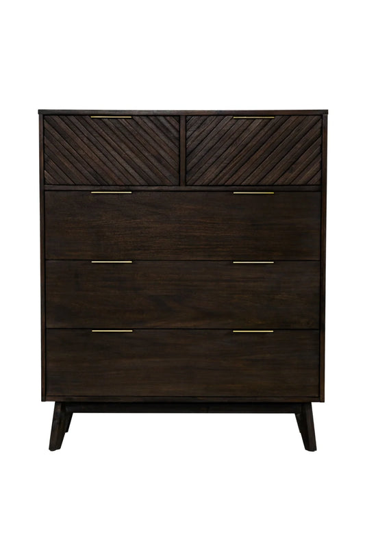 Luxury Modern Acacia Wood 5-Drawer Chest European Style for Villa