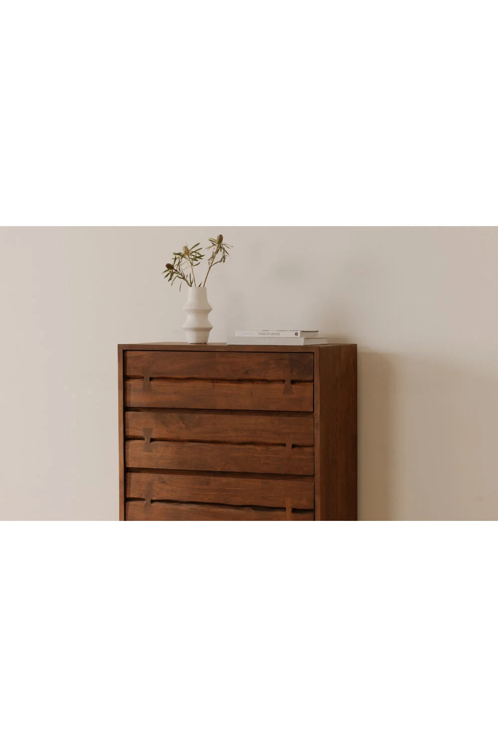 Luxury Modern Acacia Wood 5-Drawer Chest European Style for Villa