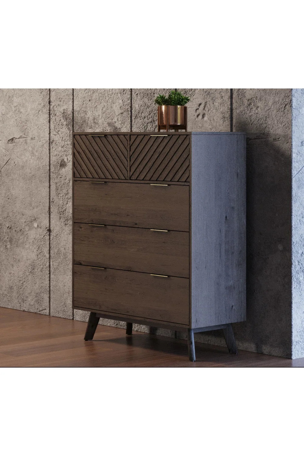 Luxury Modern Acacia Wood 5-Drawer Chest European Style for Villa