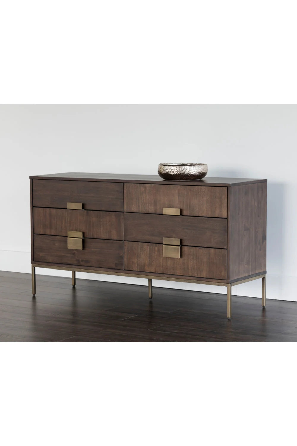 Luxury Modern Acacia Wood 6-Drawer Dresser European Style for Villa