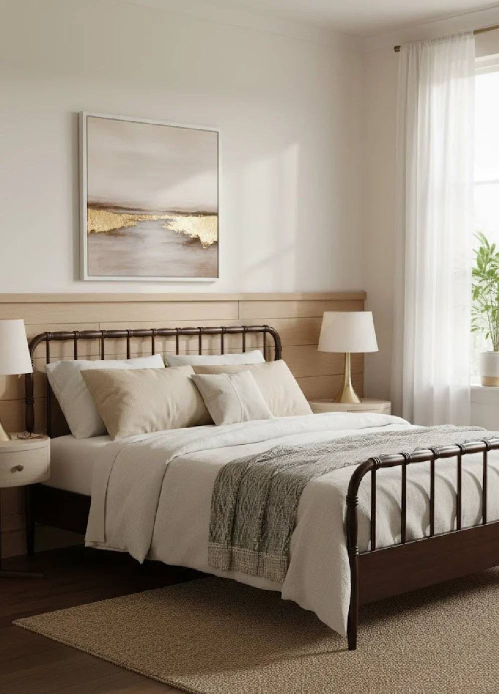 Luxury Modern Acacia Wood Bed European Style for Villa