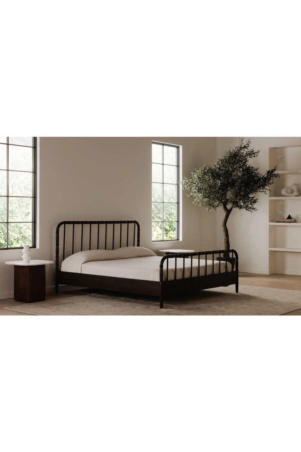 Luxury Modern Acacia Wood Bed European Style for Villa