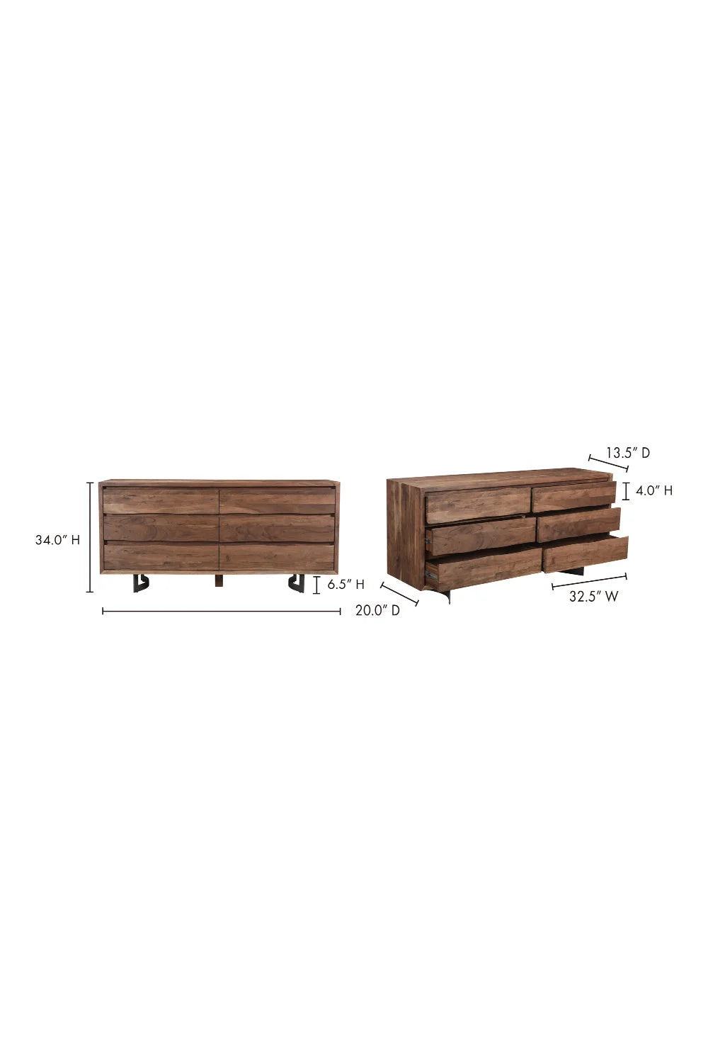 Luxury Modern Acacia Wood Dresser European Style for Villa