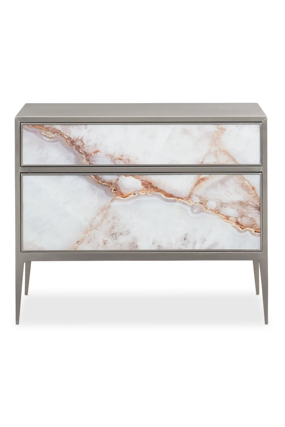 Luxury Modern Agate Patterned 2-Drawer Chest European Style for Villa