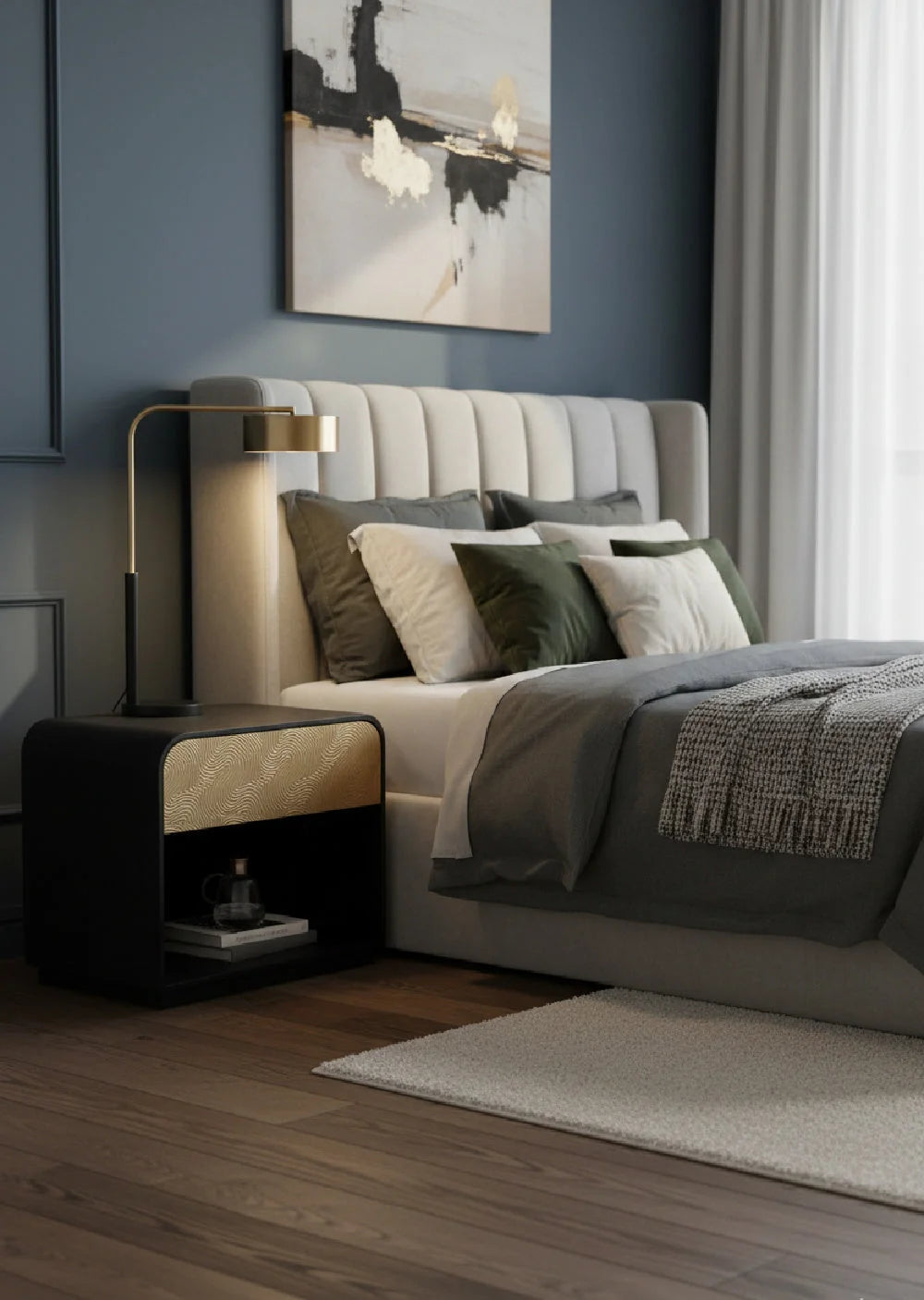 Luxury Modern Algarve Wood Nightstand European Style for Villa