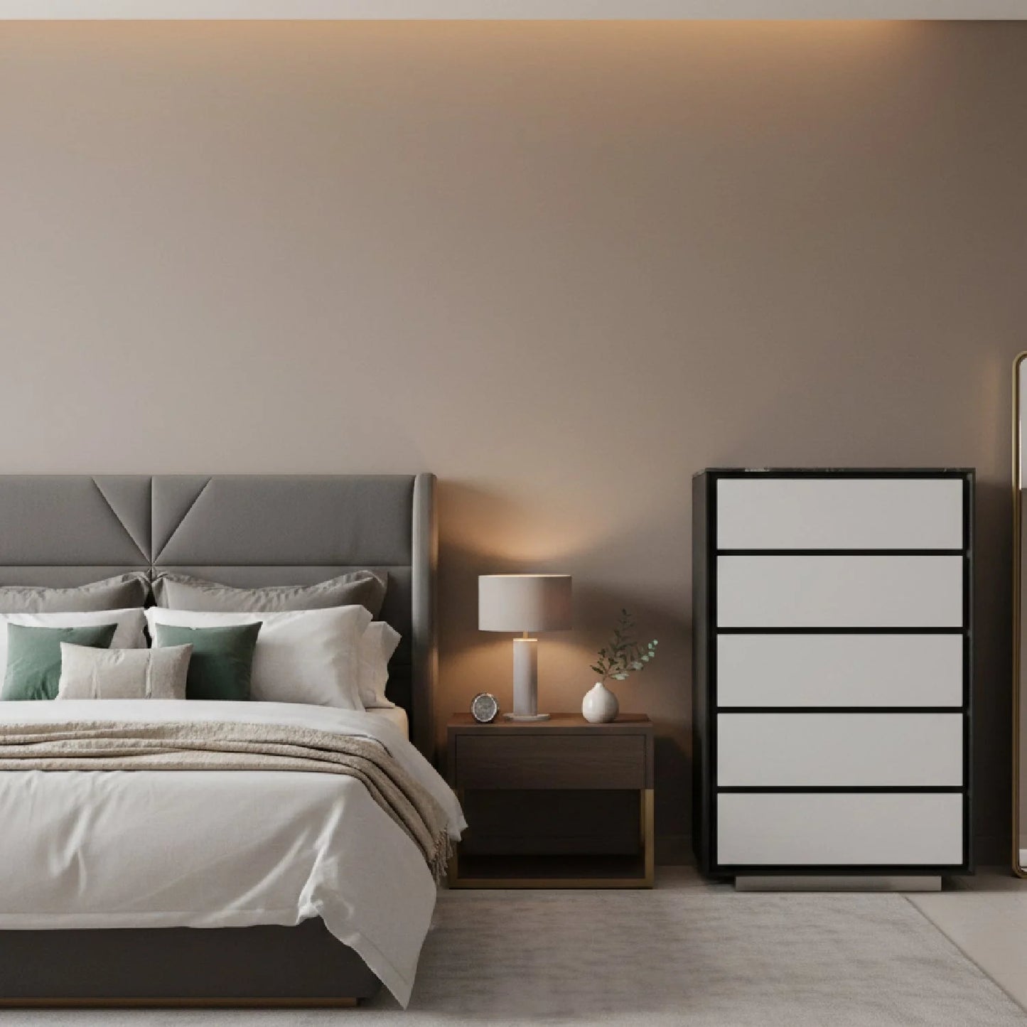 Luxury Modern Aluminum 5-Drawer Chest European Style for Villa