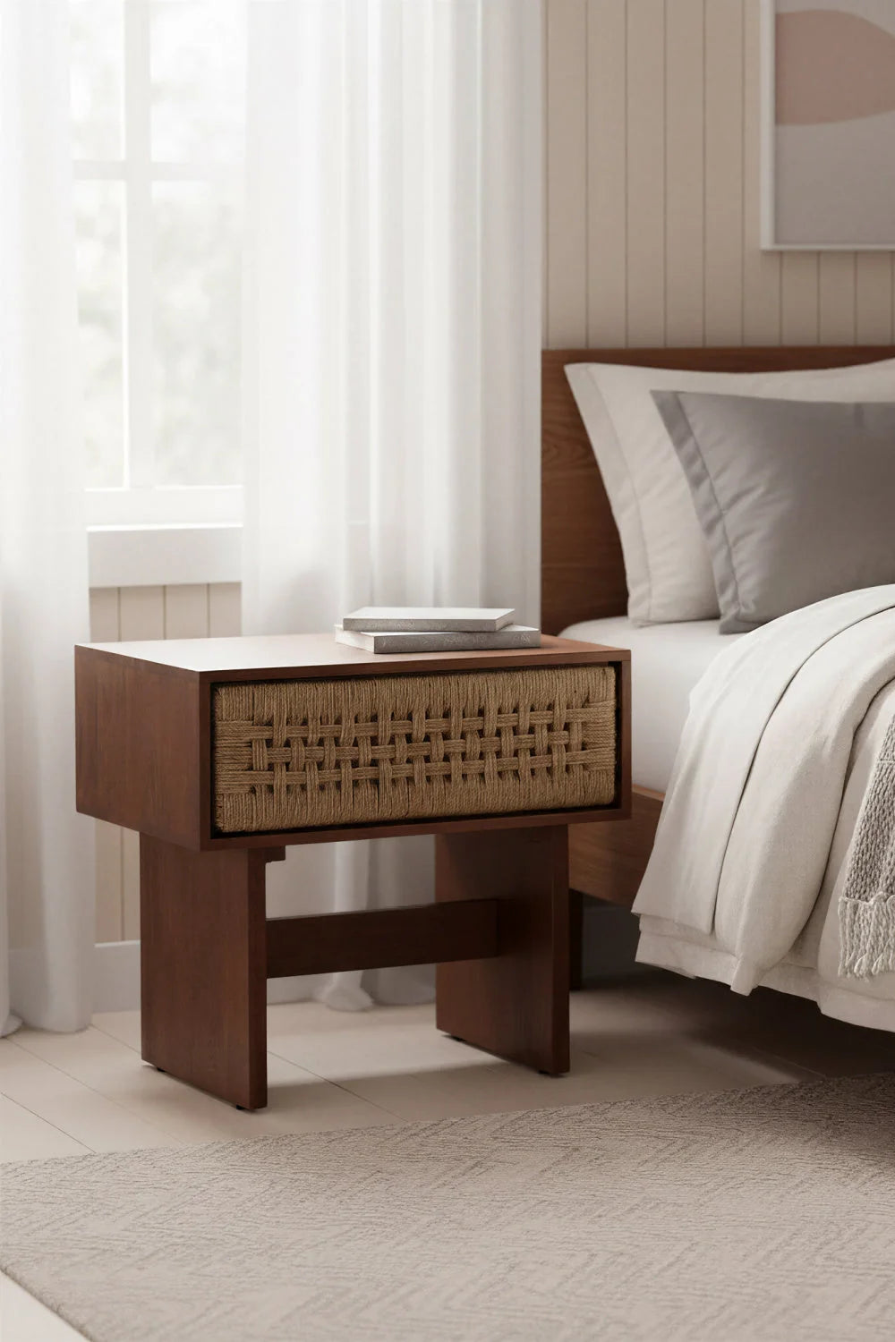 Luxury Modern Amaria 1-Drawer Nightstand European Style for Villa