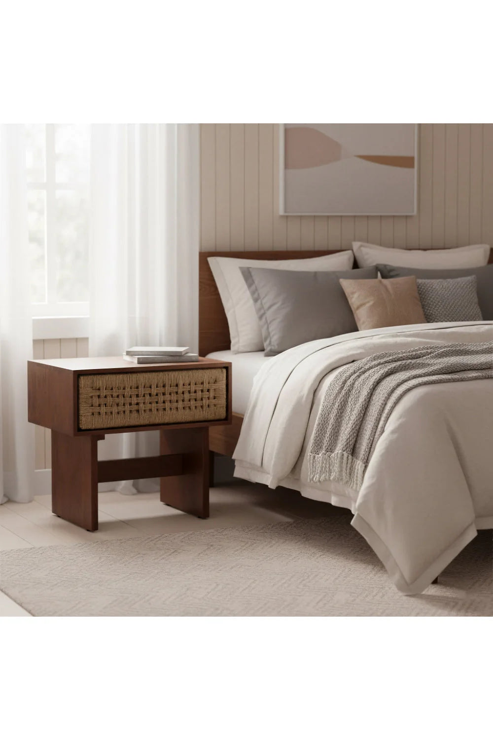 Luxury Modern Amaria 1-Drawer Nightstand European Style for Villa