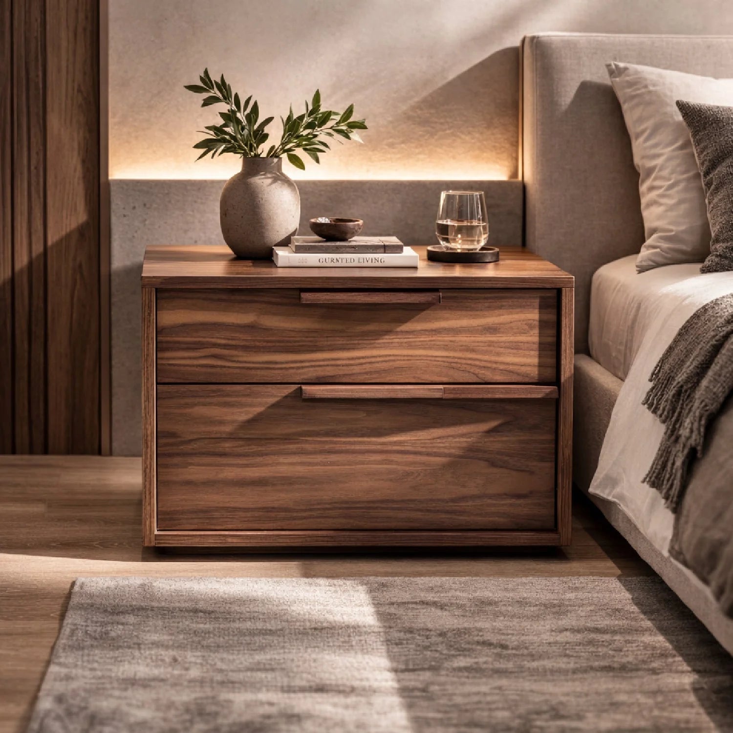 Luxury Modern Amberlie 2-Drawer Nightstand European Style for Villa