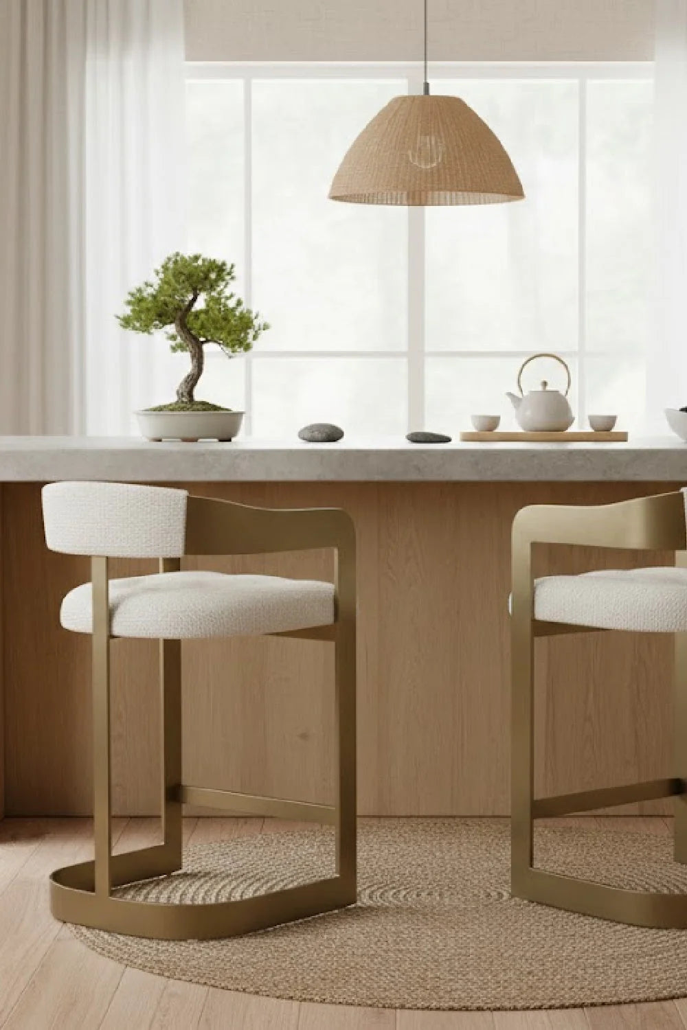 Luxury Modern Antique Brass Counter Stool European Style for Villa