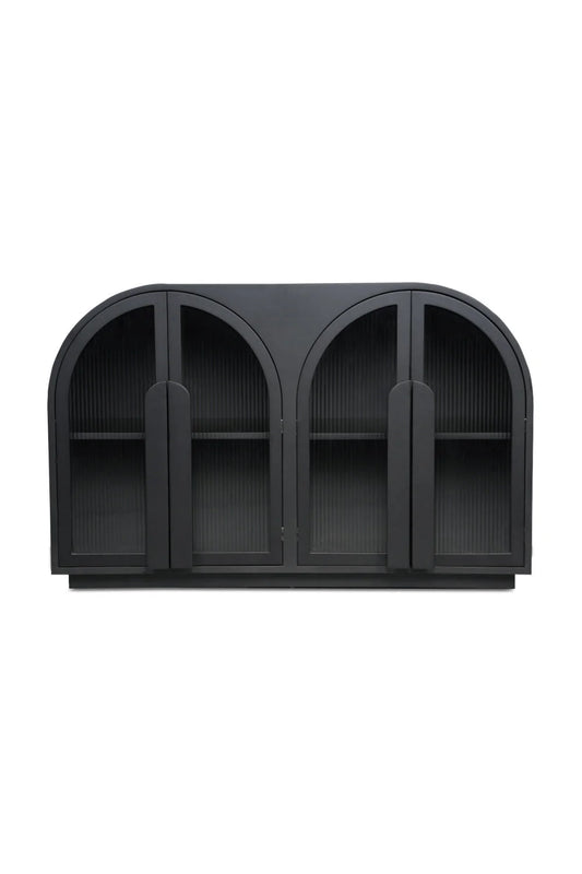 Luxury Modern Arched Reeded Glass Cabinet European Style for Villa