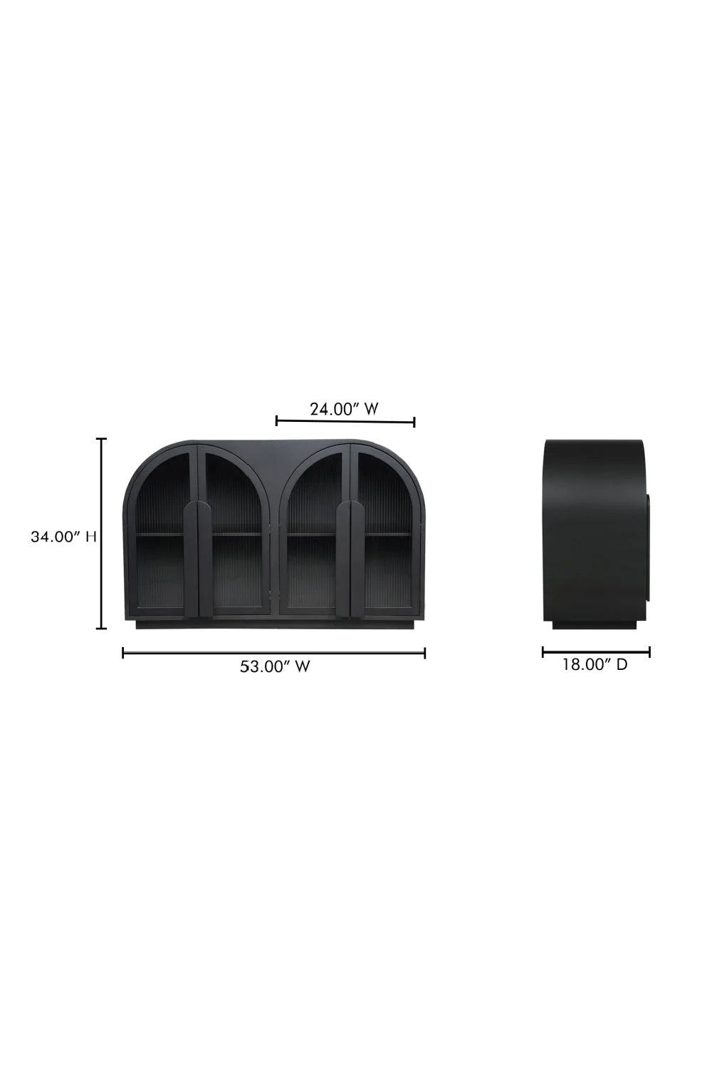 Luxury Modern Arched Reeded Glass Cabinet European Style for Villa