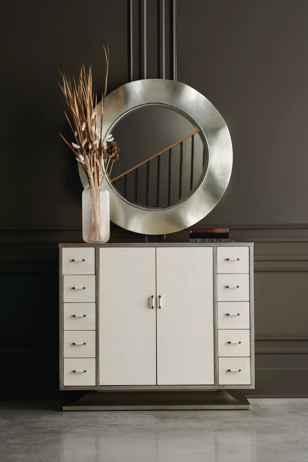 Luxury Modern Art Deco Shagreen Cabinet European Style for Villa
