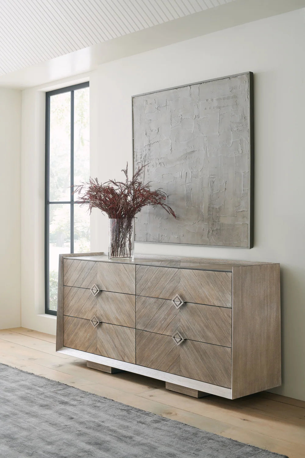 Luxury Modern Ash Chevron Dresser European Style for Villa