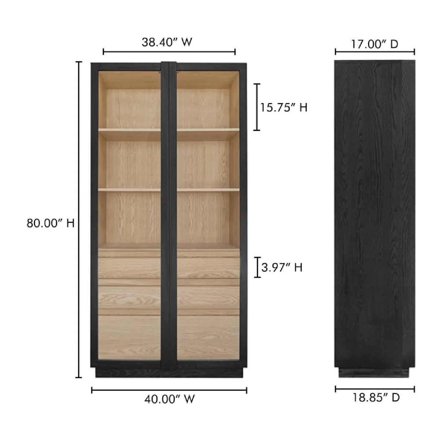 Luxury Modern Ash Wood Tall Cabinet European Style for Villa