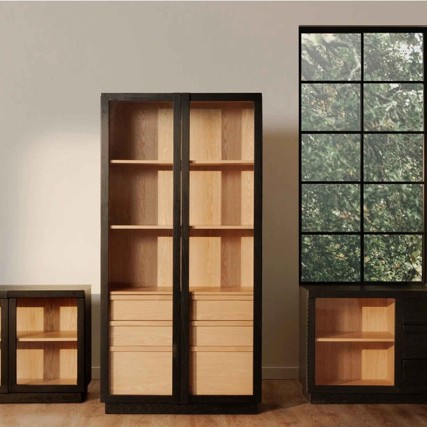Luxury Modern Ash Wood Tall Cabinet European Style for Villa