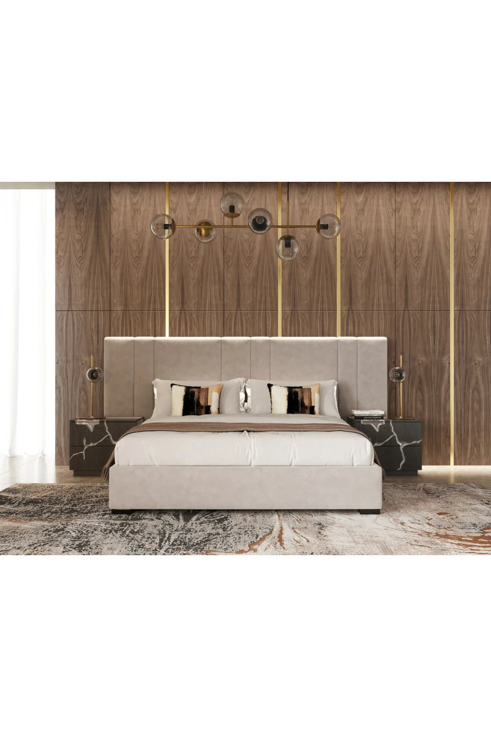 Luxury Modern Aspen 2-Drawer Nightstand European Style for Villa