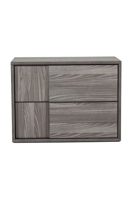 Luxury Modern Asus 2-Drawer Gray Elm Nightstand European Style for Villa
