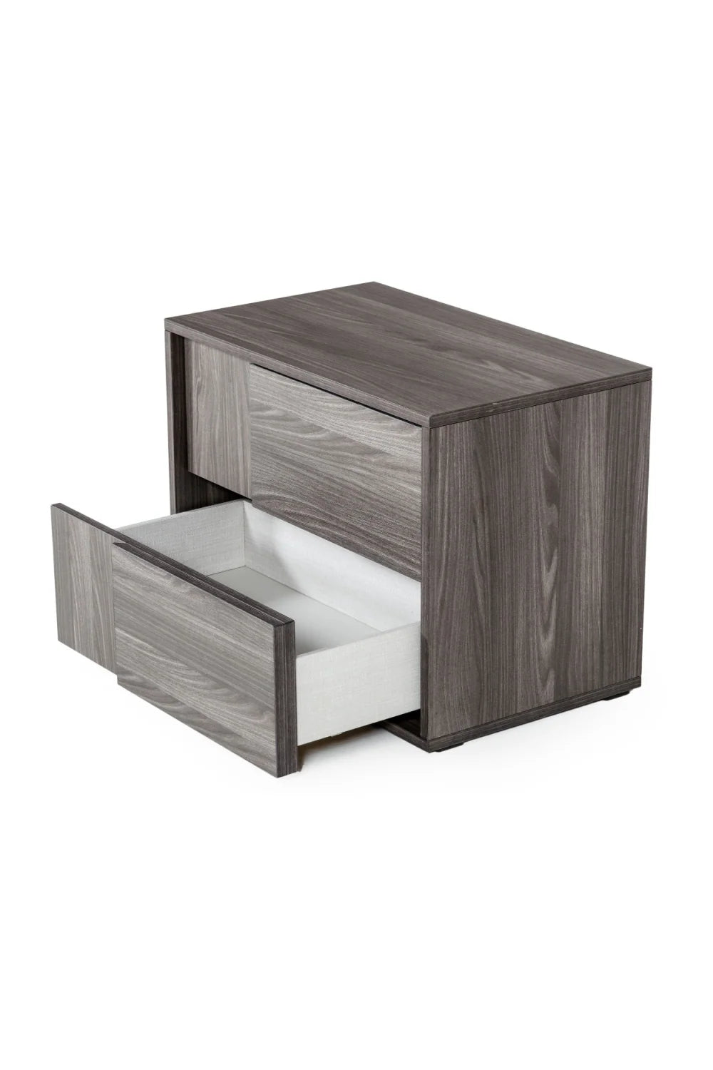Luxury Modern Asus 2-Drawer Gray Elm Nightstand European Style for Villa