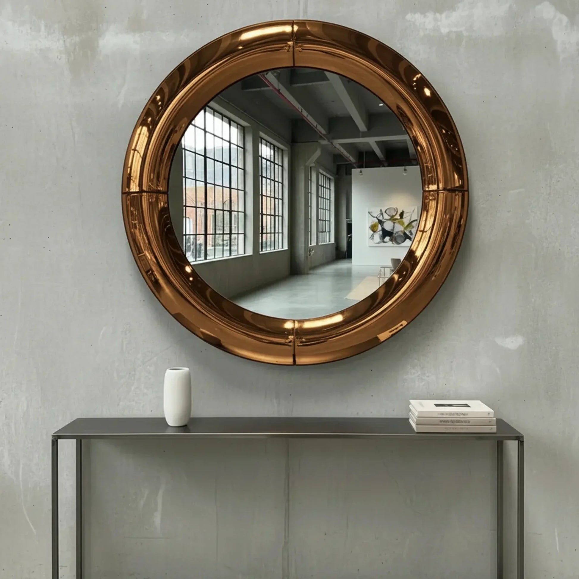 Luxury Modern Atlas Brass Round Mirror European Style for Villa