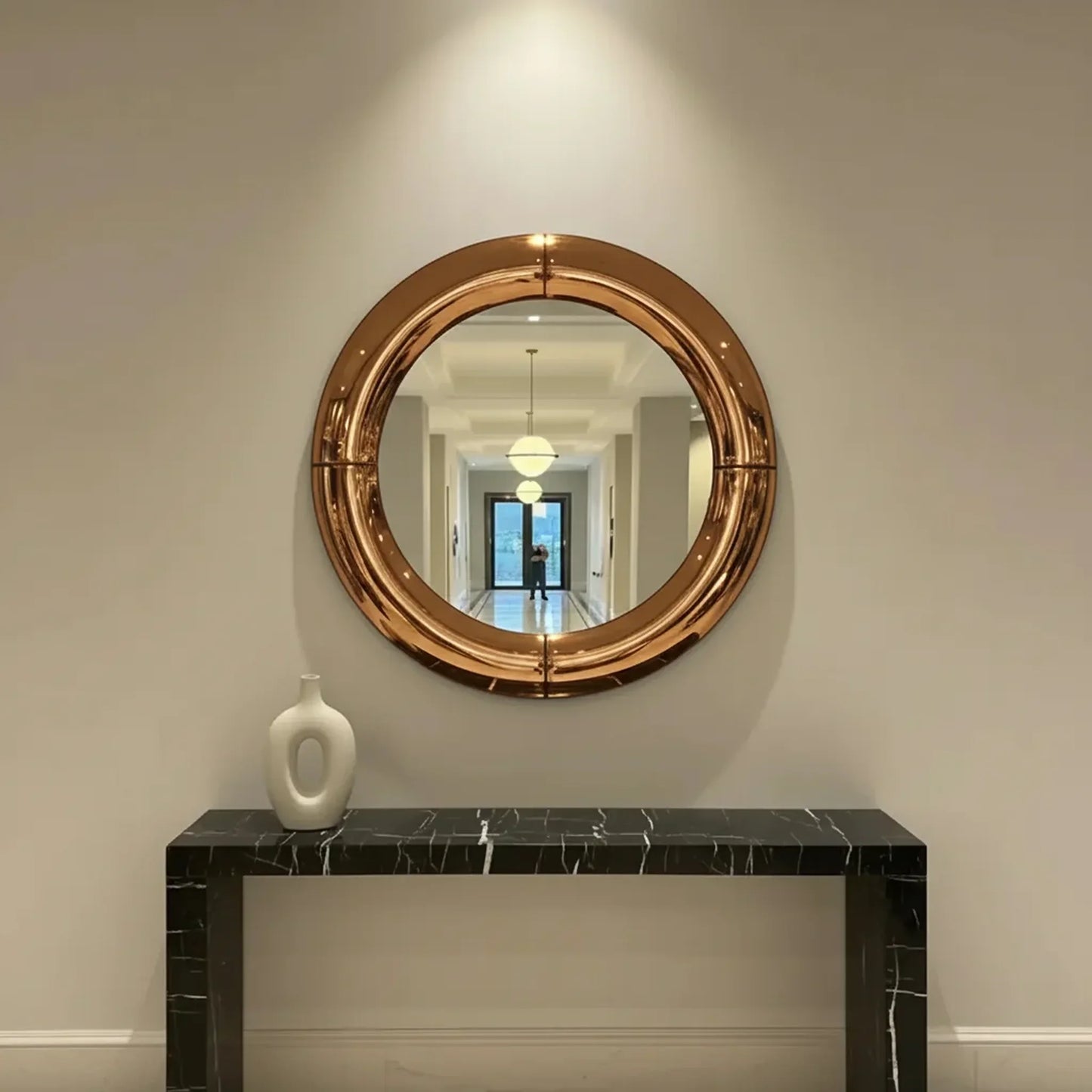 Luxury Modern Atlas Brass Round Mirror European Style for Villa