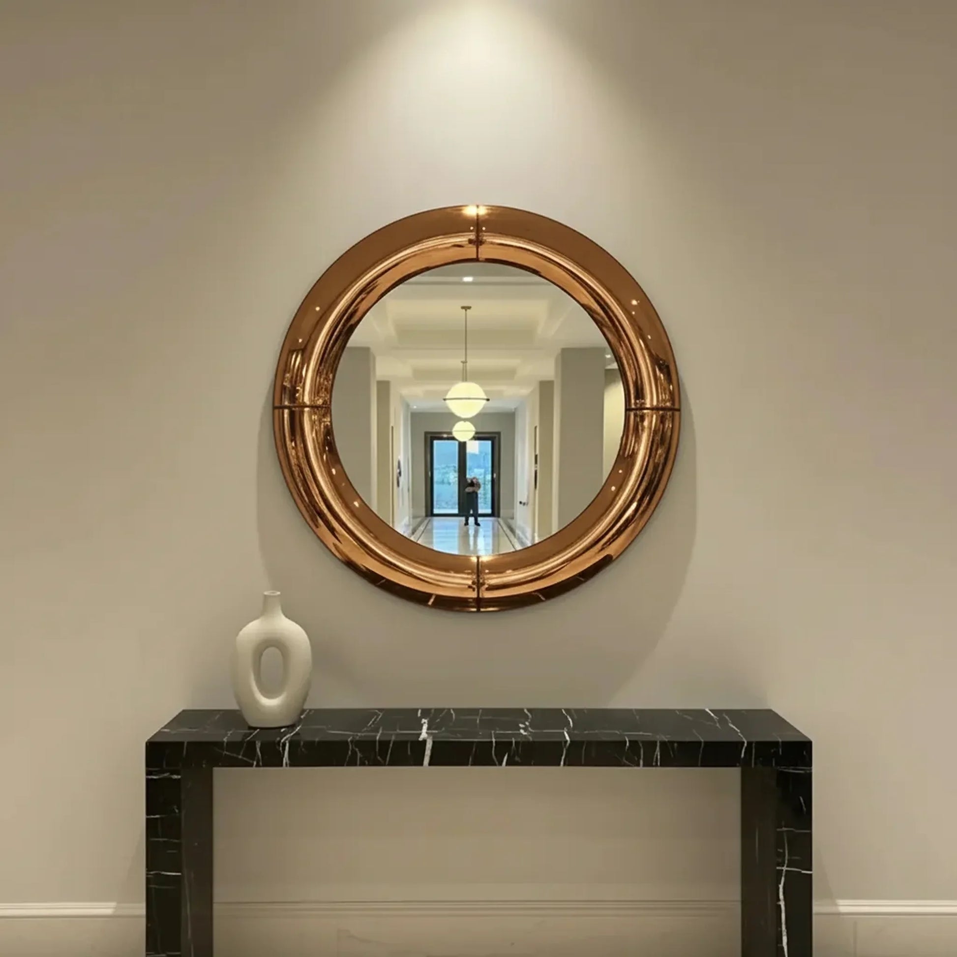 Luxury Modern Atlas Brass Round Mirror European Style for Villa