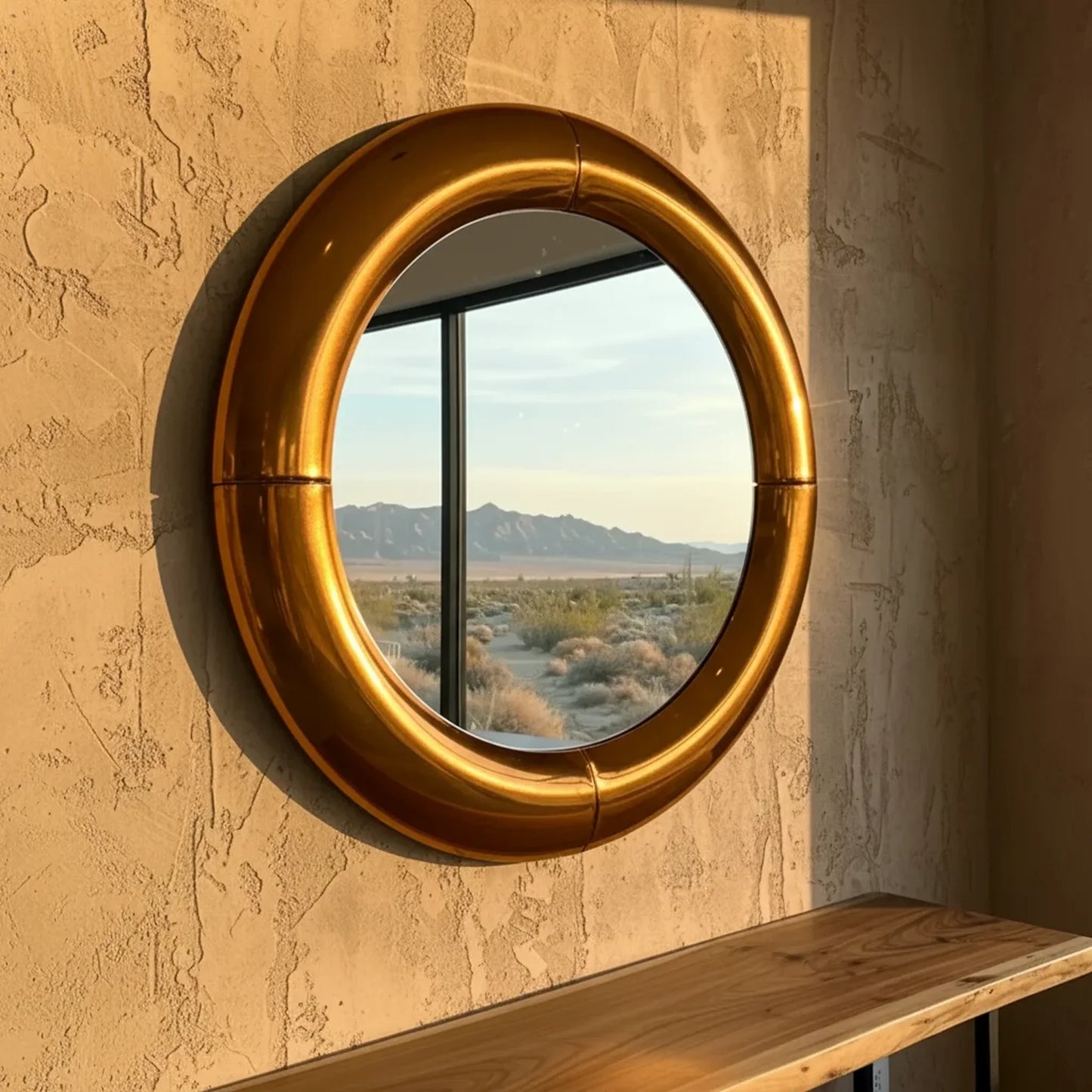 Luxury Modern Atlas Brass Round Mirror European Style for Villa