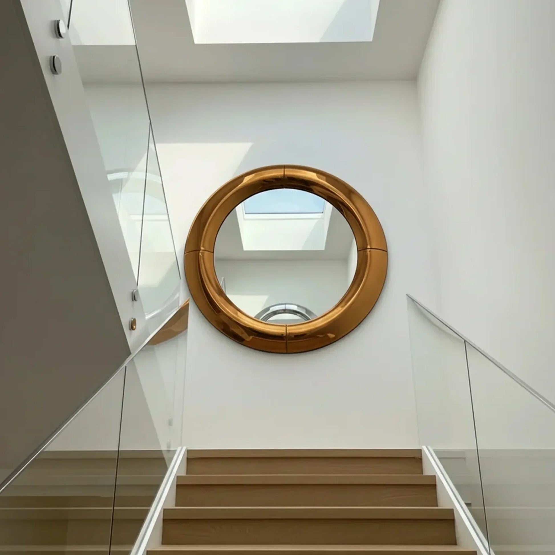Luxury Modern Atlas Brass Round Mirror European Style for Villa