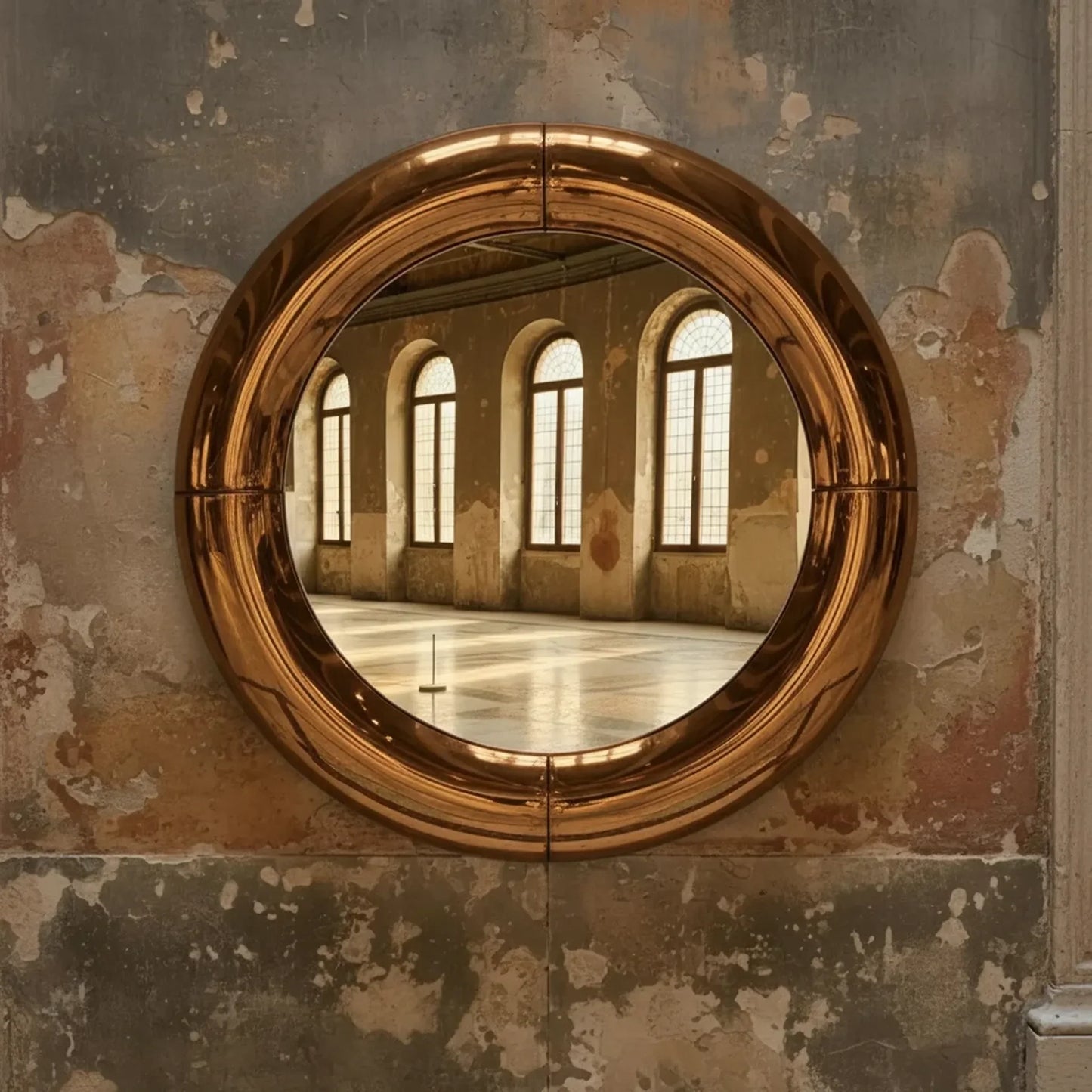 Luxury Modern Atlas Brass Round Mirror European Style for Villa