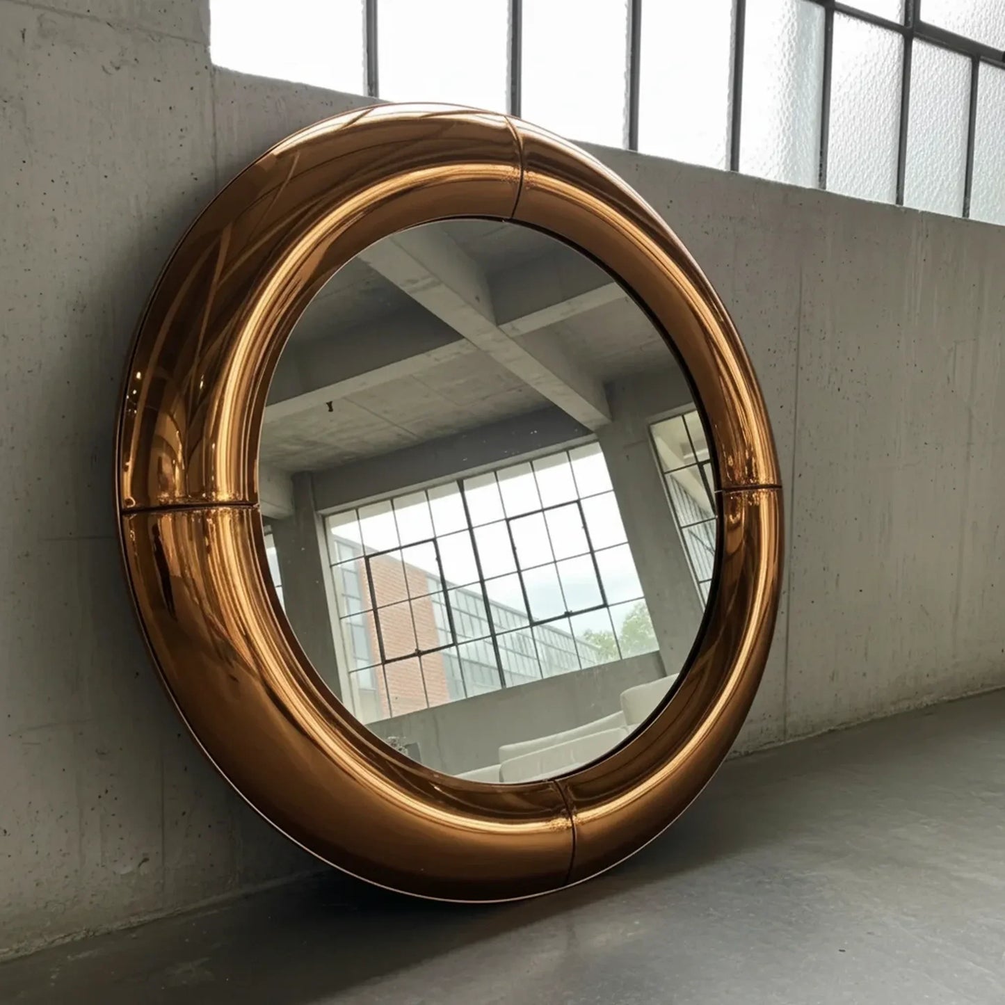 Luxury Modern Atlas Brass Round Mirror European Style for Villa