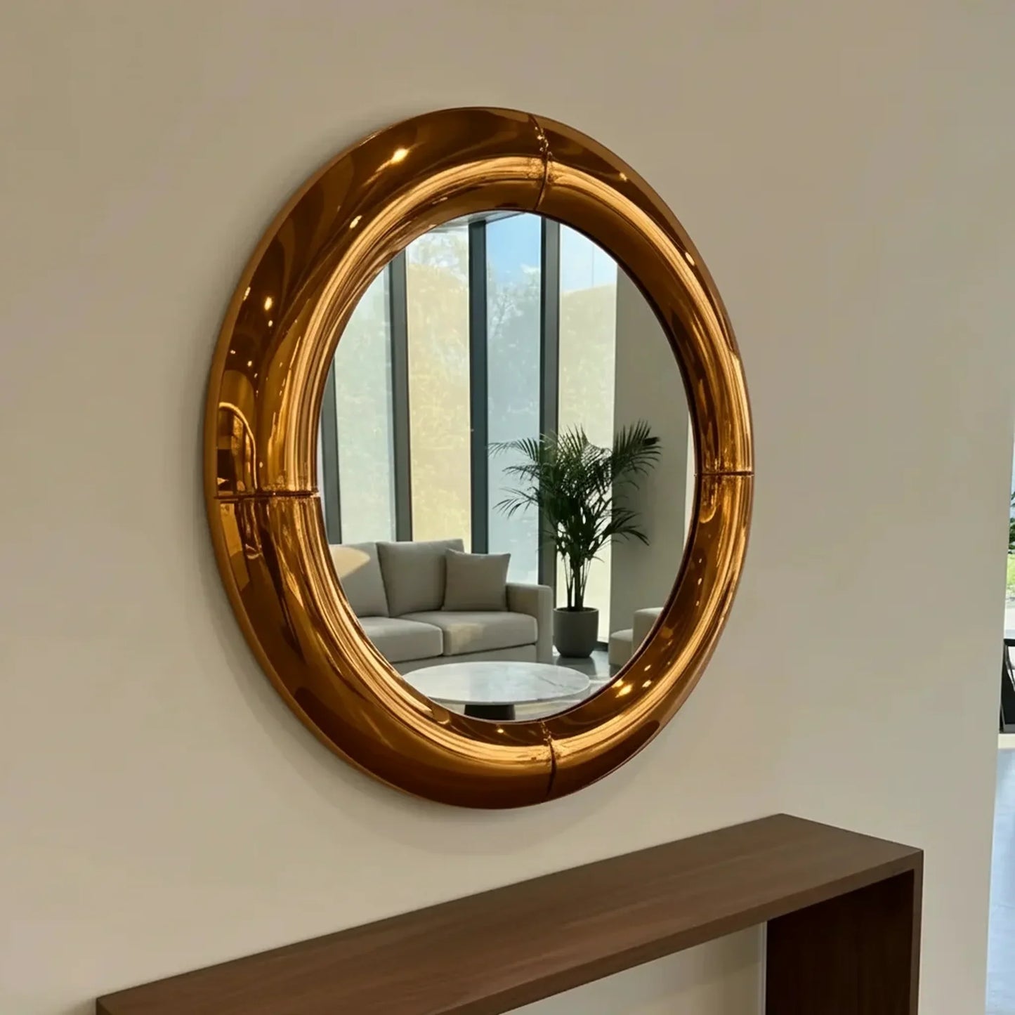 Luxury Modern Atlas Brass Round Mirror European Style for Villa