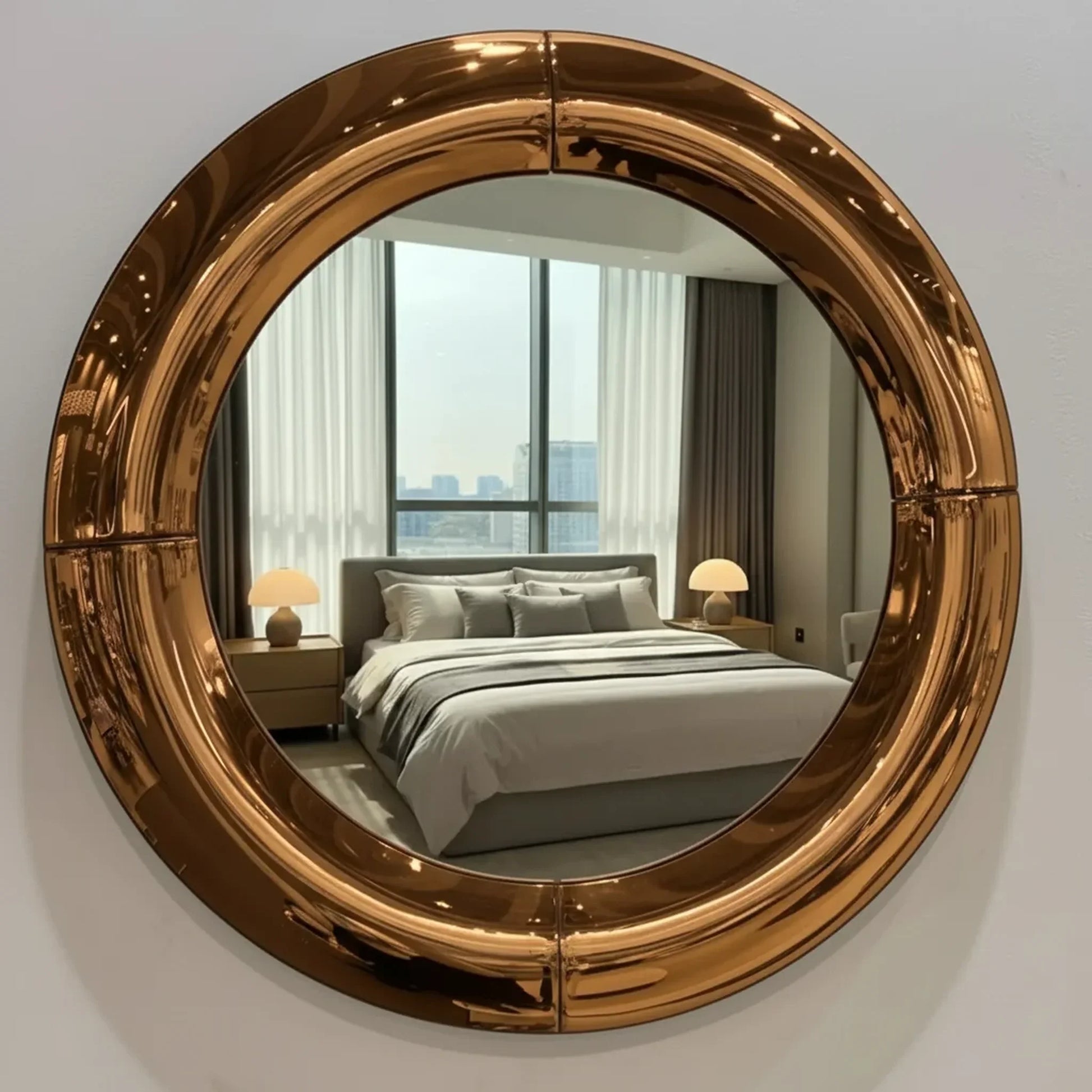 Luxury Modern Atlas Brass Round Mirror European Style for Villa