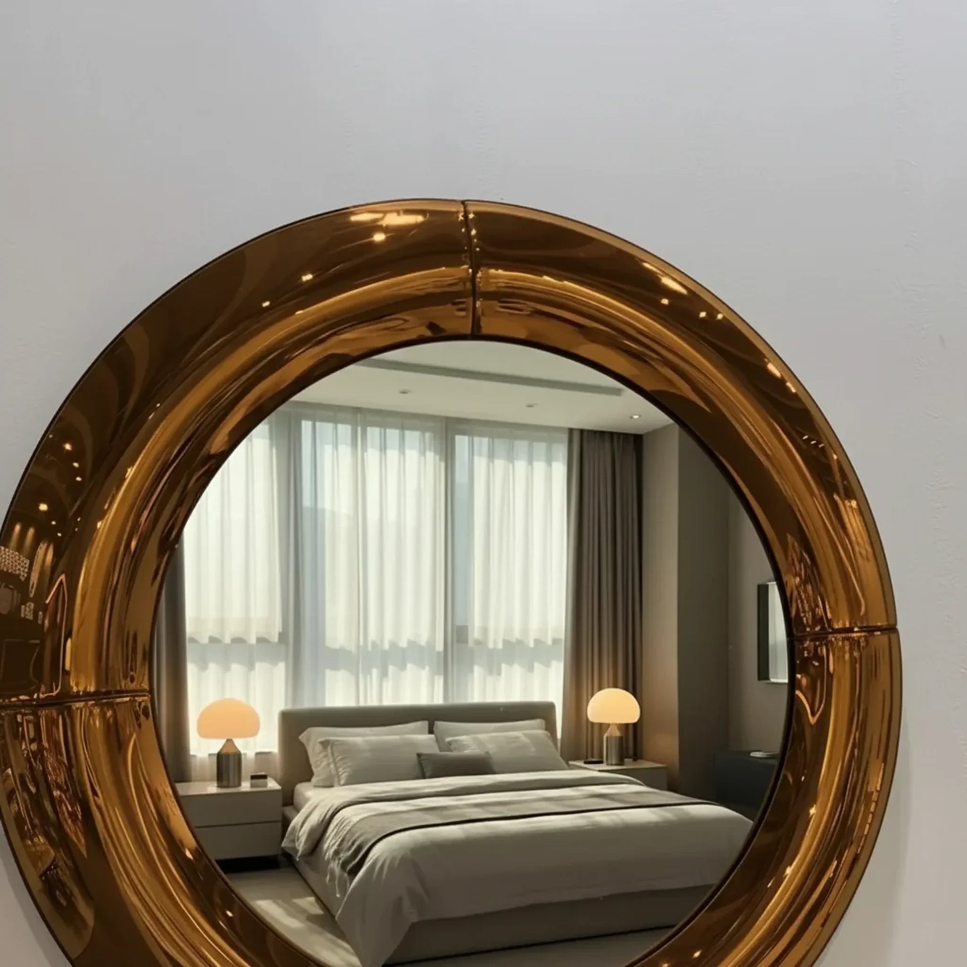 Luxury Modern Atlas Brass Round Mirror European Style for Villa