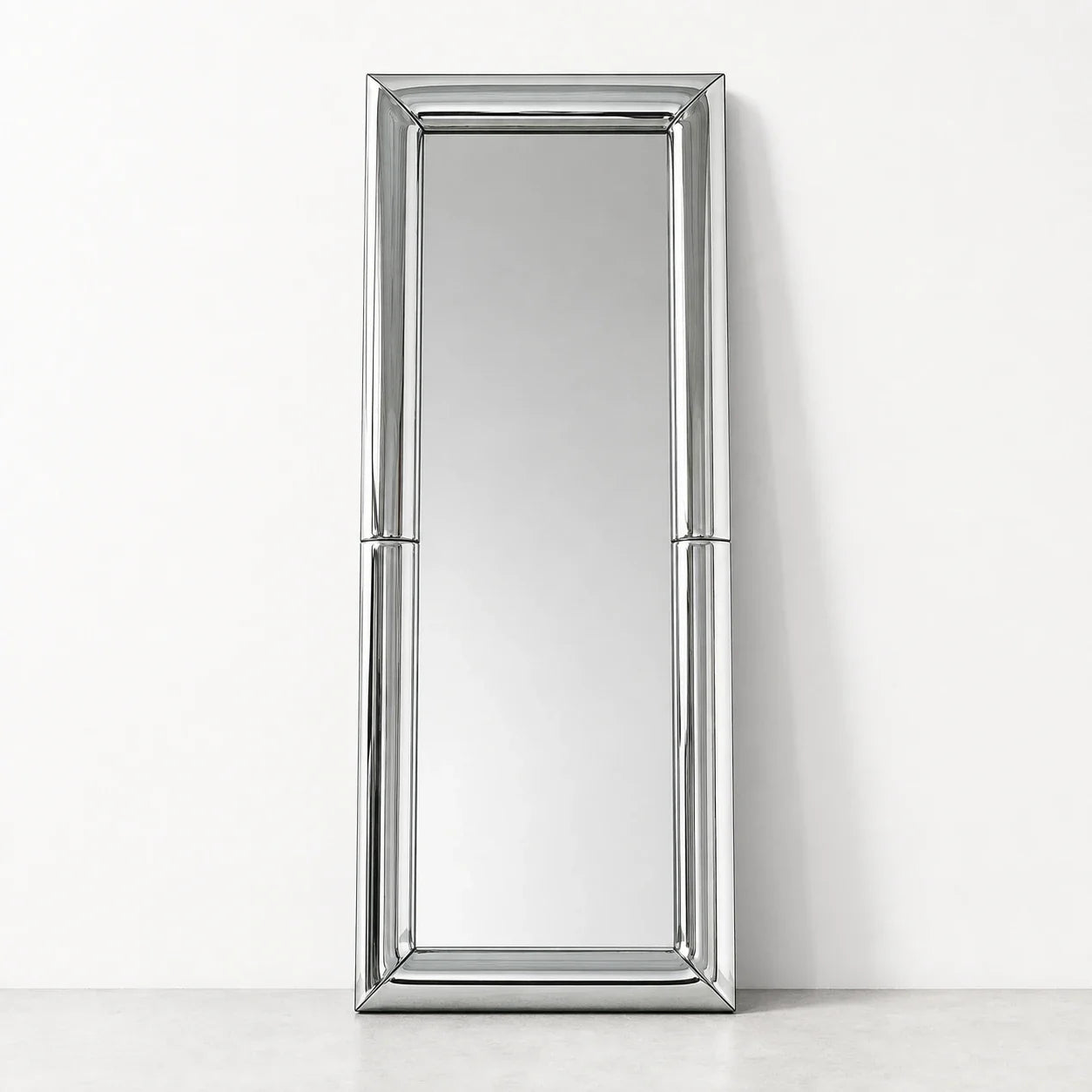 Luxury Modern Atrium Chrome Floor Mirror European Style for Villa