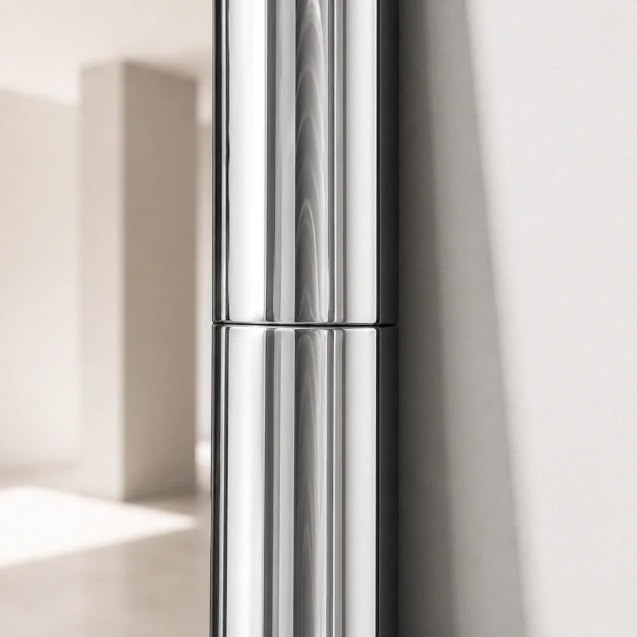 Luxury Modern Atrium Chrome Floor Mirror European Style for Villa