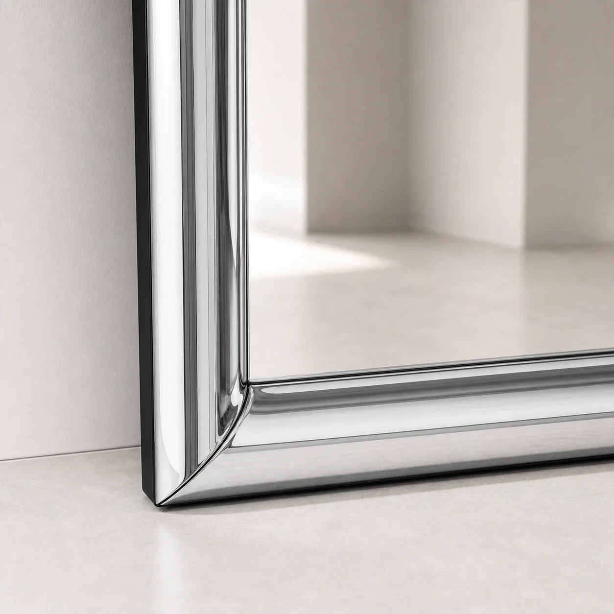 Luxury Modern Atrium Chrome Floor Mirror European Style for Villa