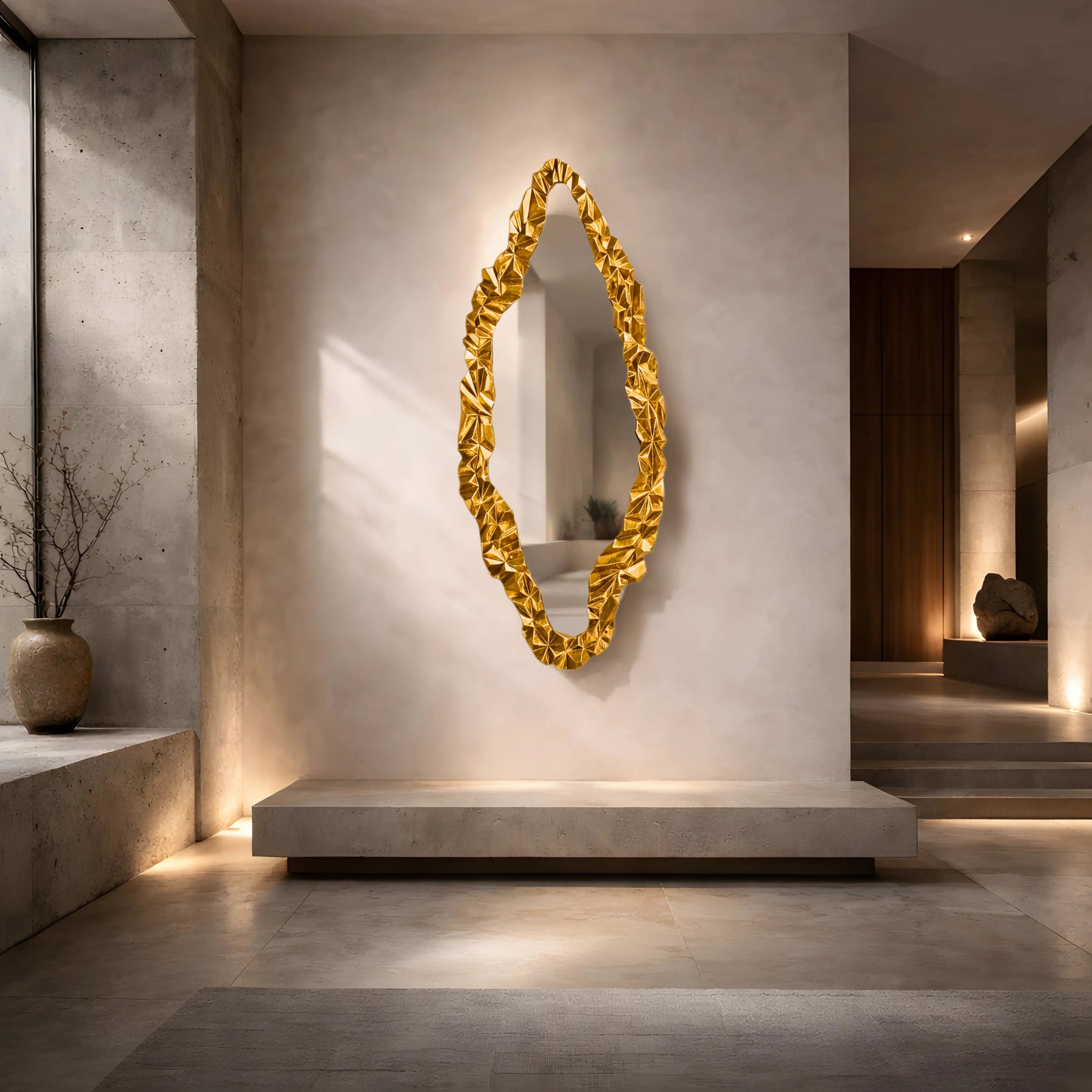 Luxury Modern Aurelian Gold Leaf Mirror European Style for Villa