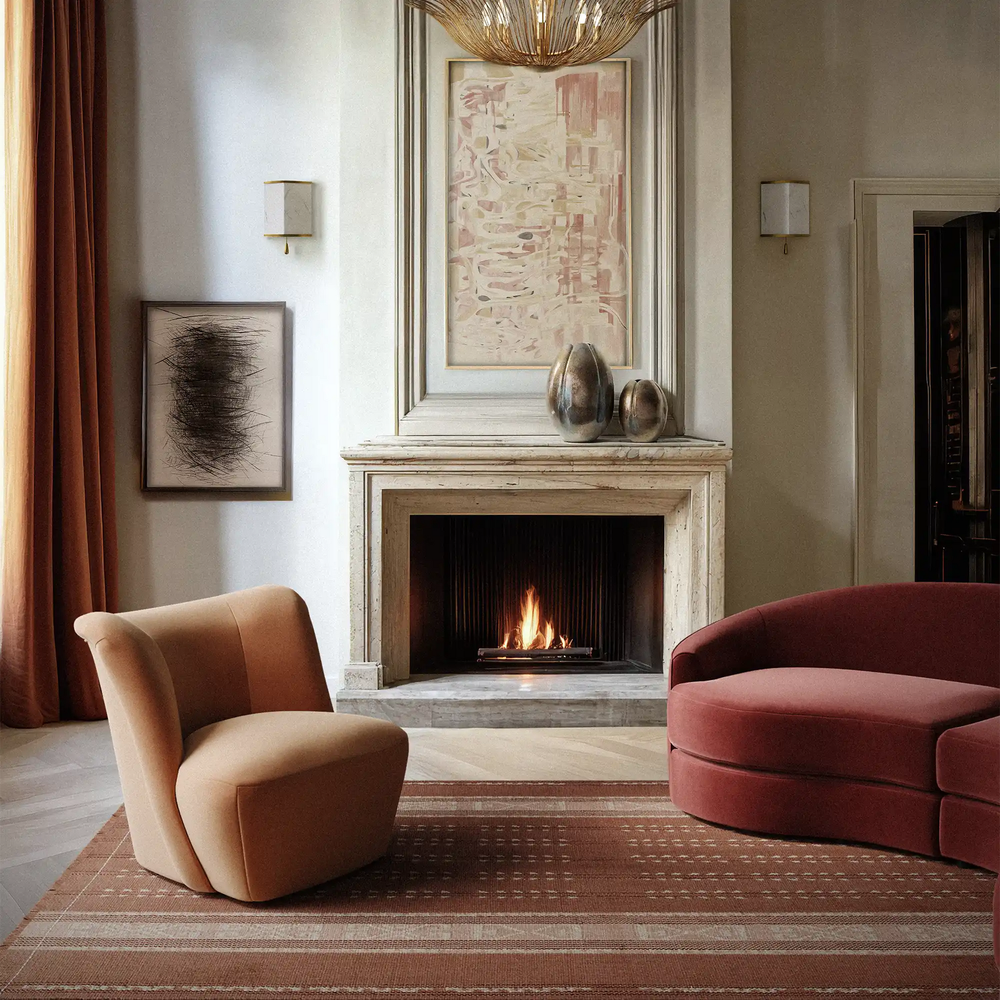 Luxury Modern Aurélie Swivel Chair European Style for Villa
