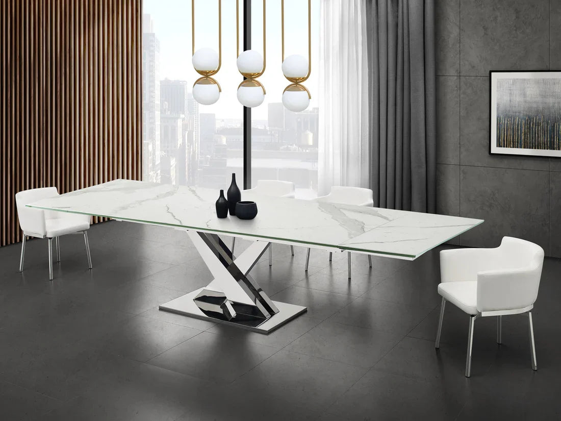 Luxury Modern Axe Extendable Dining Table European Style for Villa