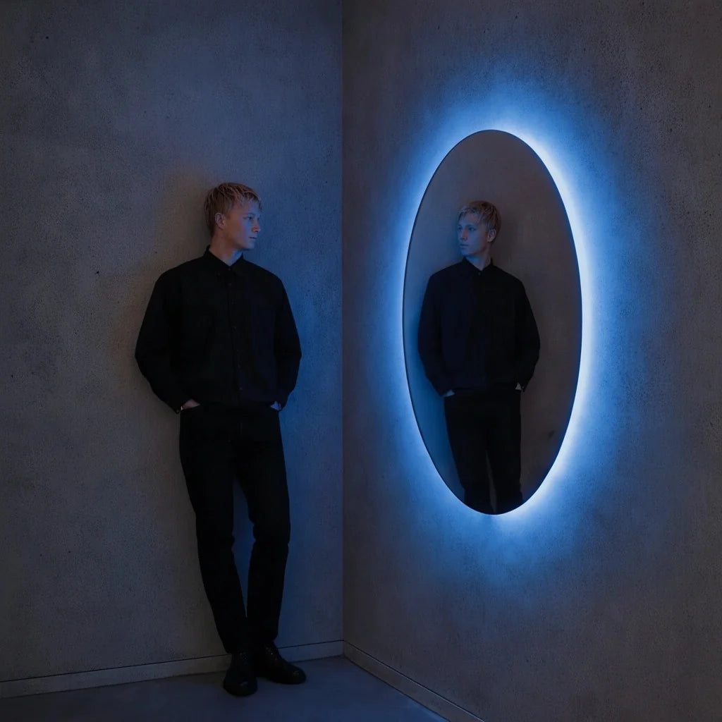 Luxury Modern Azure Eclipse Blue Mirror European Style for Villa